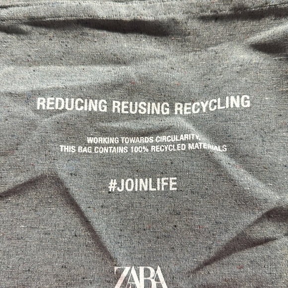 NWOT. Zara Gray Cotton Blend Unisex Plain Logo Shoppers/Tote Bag. - Picture 5 of 6